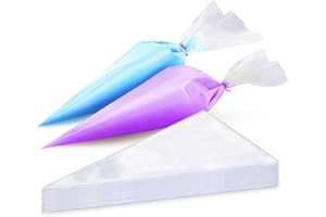 RICCLE Disposable Piping Bags 14 Inch - 100 Anti Burst Pastry Icing Bags for Cream Frosting, Cakes and Cookies Decoration