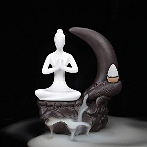 AlenX Backflow Incense Holder, Handmade Home Incense Burner with 10PCs Backflow Incense, Ceramic Zen Incense Holder Incense Burner (Style F)
