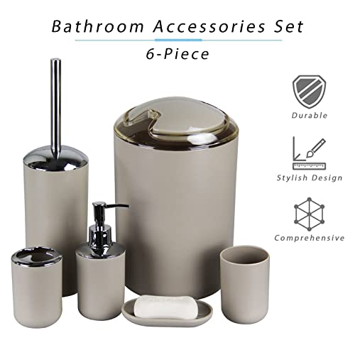 6-Piece Funny Cat Bathroom Accessories Set - Soap Dispenser, Toothbrush Holder, Trash Can & More