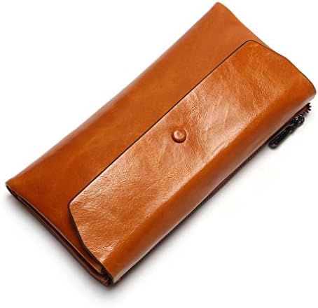 Yosohbag Women Phone Bag Oil Wax Pu Leather Wallet Long Clutch Wallets Zipper Coin Purse