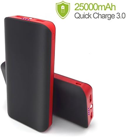 25000mAh Quick Charge QC 3.0 Portable Power Bank Charger, Ultra High Capacity Fast External Battery Pack with Dual USB 4.8A Output port for iPhone 7 8 Plus , iPad Pro ,Sumsung S7 S8 (black)