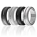 ROQ Silicone Rubber Wedding Ring for Men, Comfort Fit, Men's Wedding Band, Breathable Rubber Engagement Band, 8mm Wide 2mm Thick, Engraved Middle Line, 4 Pack, Grey, Light Grey, Black, Silver, Size 11