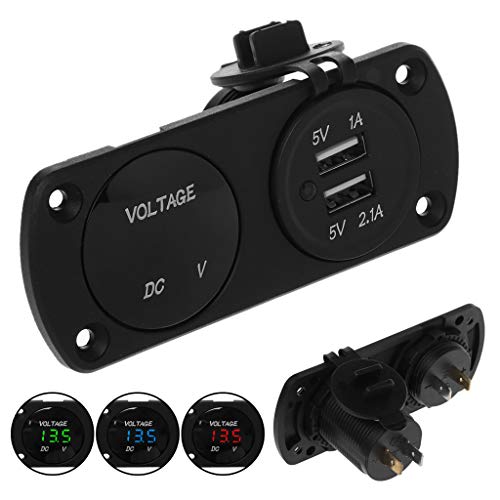 12V 24V Dual USB Car Charger Power Adapter LED Voltmeter Outlet for Car Boat Marine Motorcycle Scooter DIY Kit