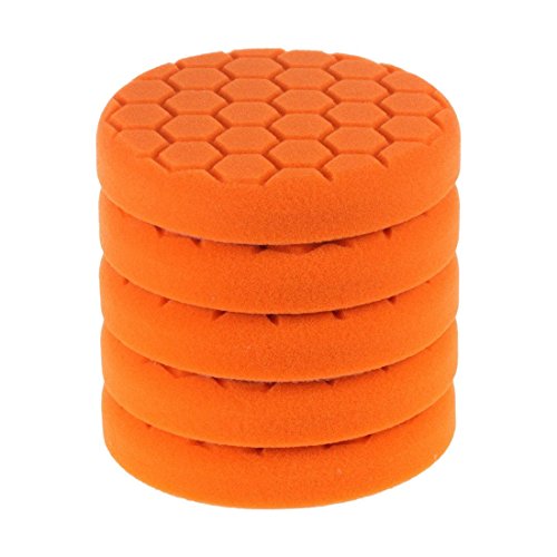 TOOGOO(R) 6inch (150mm) Orange Polishing Pad Dual Action Polishing Pad Sponge Buff Polishing Pad Kits For Car Polisher Pack of 5Pcs--Medium Hard Heavy Cut Pad