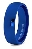 Mens Wedding Band Tungsten Ring 8mm Blue Polished Dome Comfort Fit