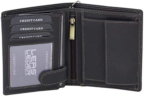 Biker Unisex Wallet with Chain and RFID Safety foil Against Data Theft Vintage Style LEAS MCL, Genuine Leather, Brown (WxL 3.74x4.72 inches)