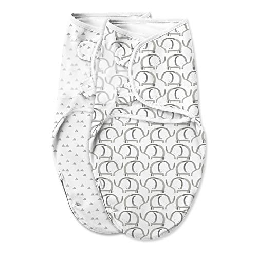 SwaddleMe Luxe Easy Change Swaddle, Ellie Elephant/Triangle Grey, Small