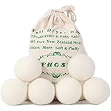 Wool Dryer Balls Organic XL 6-Pack, Reusable Fabric Softener, Dryer Sheets Alternative by FHQSX