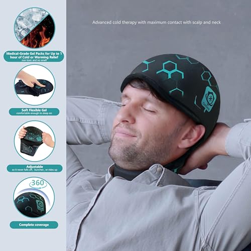 CoolGard's Cooling Gel Ice Cap for Head and Neck - Specially Designed to Protect the Brain After a Concussion and Relieve Migraines