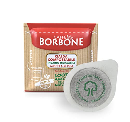 Caffe Borbone Red Coffee Blend Compostable Pod — 50 x 44mm Paper Pods of Rich, Full-Bodied ESE Coffee Pods - Compostable Capsules Compatible with ESE and Pump Espresso Systems