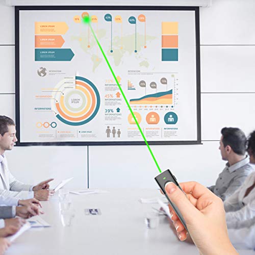 Wireless Presenter with Green Laser Pointer, Presentation Remote, Powerpoint Clicker 2.4GHz Rechargeable PPT PowerPoint Clicker, Support Hyperlink (Gray) - Thumbnail 5