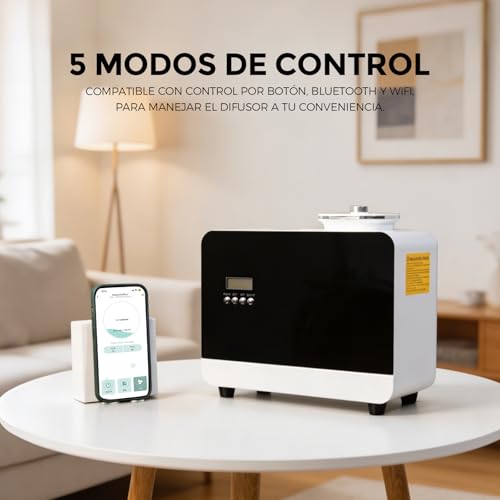 NAMSTE Difusor de Aceites Esenciales Profesional 800ml, Colgable 9000 ft² Difusor de Aromas Comercial sin Agua 5 Modos de Funcionamiento, WiFi & Bluetooth Control con HVAC Funciona para Hotel