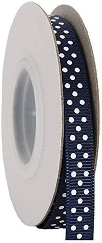 Grosgrain Dots Ribbon by Threadart 3/8" - 10 Yards - Navy - 19 Colors Available