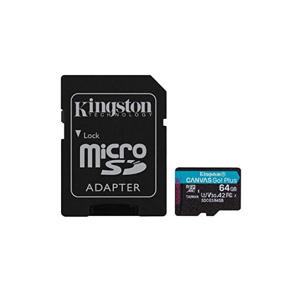 Kingston Canvas Go! Plus microSD Speicherkarte Klasse 10, UHS-I 64 GB microSDXC 170R A2 U3 V30 Speicherkarte + Adapter