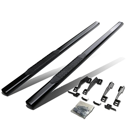 4 Inches Oval Tubing Side Step Nerf Bar Running Board Compatible with Chevy GMC C/K-Series Extended Cab 88-00, Stainless Steel, Black Powdercoated