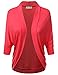 Doublju Womens 3/4 Dolman Sleeve Loose Fit Open Cardigan