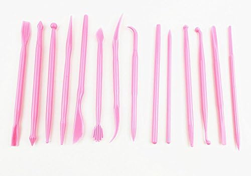 1 set of Double Ended Cake Modeling Tools Fondant Rolling DIY Kit for Shaping Sculpting Carving(14pcs,Pink) by Alimitopia