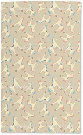 Extra Soft Microfiber Hand Towel - Toy Horses by Leysan Shayakbirova - 15.5" x 24.5" Luxurious Custom Printed Wash Cloth