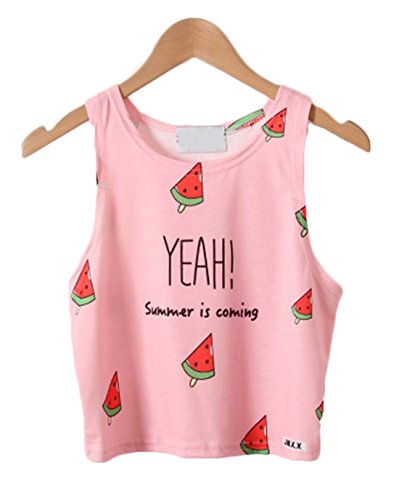 Girl's Watermelon Popsicles Print Sleeveless Crop Top
