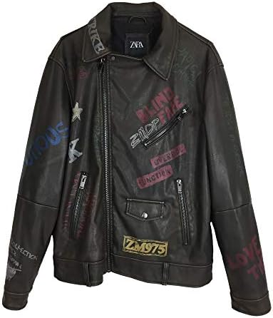 graffiti leather jacket zara