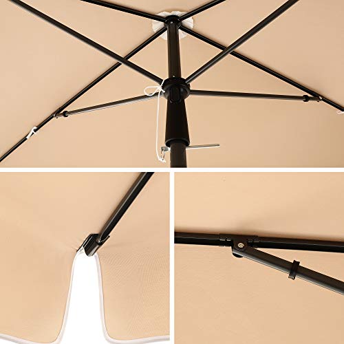 SONGMICS Sonnenschirm 180 x 125 cm, Balkonschirm UPF 50+, Sonnenschutz, beidseitig um 30° knickbar, höhenverstellbar… – Bild 6