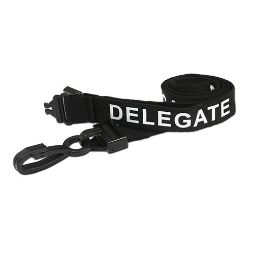 Identity-Plus: Black DELEGATE Lanyard with Plastic Clip and Safety Breakaway Point (10)