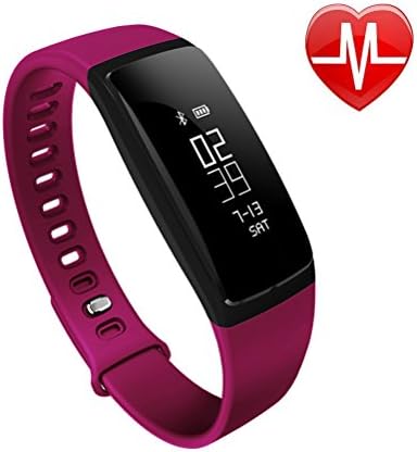 EletePro Fitness Tracker, Smart Watch Wristband Heart Rate Monitor, Blood Press Monitor, OLED Pedometer Bluetooth 4.0 for Outdoor Running Walking For iOS Android Smart Phone (Purple)