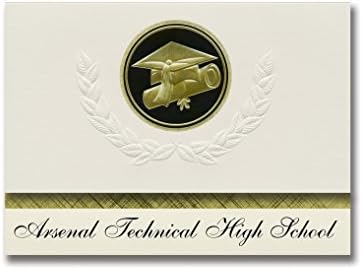 Signature Announcements Arsenal Technical High School (Indianapolis, IN) Graduation Announcements, Presidential Elite Pack 25 Cap & Diploma Seal. Black & Gold.