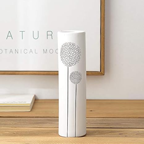 Amazon Co Jp Yoillione フラワーベース 花瓶 陶器 白 おしゃれ 北欧 花瓶 シンプル 一輪挿し ホワイト インテリア 丸 小さい 大 プレゼント ギフト フラワー 高さ22cm ホーム キッチン