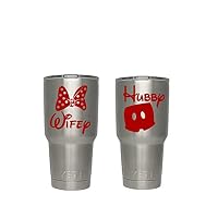 Disney Wifey/Hubby (Red) Decals for Yeti cups - Car Sticker - Car Decal - Window Sticker for Tumbler, Cup, Car, Truck, Wall, Notebook, SUV, Computer, Laptop, Motorcycle, Helmet (Red)