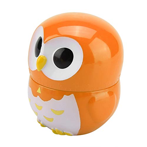 Rosvola Mechanical Timer, Cute Owl Shape Manual Cooking Counters Clock for Kitchen(Orange)