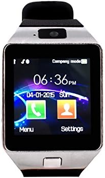 Luckiness Bluetooth Smart Watch 1.56” Capacitive Touch Screen with Sports Pedometer Hands free Photo Taking Wrist Watch for Android Smart phones / Bluetooth Fitness Watch Wristband Phone Watch, Silver
