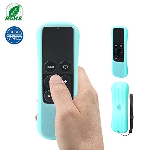 Amazon FBA SIKAI Patent The New Apple TV 4Gen Siri Remote case Non-Slip-Grip & Secure for Apple TV Siri Remote Ergonomic design Silicone case for Apple TV Siri Remote control (Luminous-Blue)