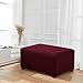 CHUN YI Ottoman Cover Rectangle Foot Stool Slipcovers, Folding Storage Footstool Protector, Soft Stretch Jacquard Fabric with Elastic Bottom (X-Large, Wine)