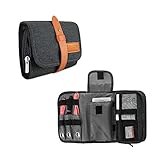 ProCase Travel Gadgets Organizer Bag, Universal Electronic Accessories Cable Roll-Up Pouch Portable Gear Storage Carrying Cover for Cords SD Memory Cards Earphone Hard Drive -Black