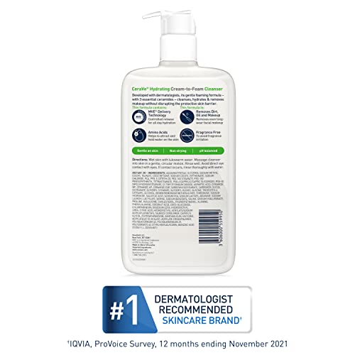 CeraVe Hydrating CreamtoFoam Cleanser Hydrating Makeup Remover and