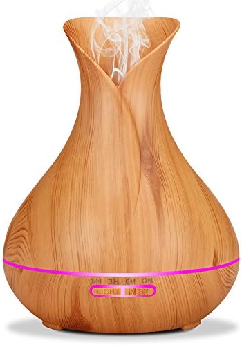 Fritas Essential Oil Diffuser, 400mL Aroma diffuser Wood Grain Ultrasonic Cool Mist Humidifier with Waterless Auto Shut-off, 7 color LED Lights for Bedroom Living Room Spa Baby (Brown)