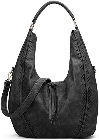 Handbags For Women, Women's PU leather Shoulder Handbags Ladies Casual Hobo Shopping Bags Totes Daily Purses (Black)