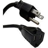 15 ft Black UL Listed Indoor, Outdoor AC Power Electric Cable Extension Cord 16 Gauge 3 prong 125 Volts, 13 Amps 15 foot Feet