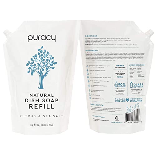 Puracy Dish Soap Liquid Refill, Citrus & Sea Salt, Gently Scented