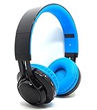 Bluetooth On-ear Headphone,Stereo Surround Wireless Bluetooth Headphones with LED Lights, Headset Support Microphone and USB Charging, Foldable Portable Headsets,3.5MM AUX Cable for Cellphones(blue)