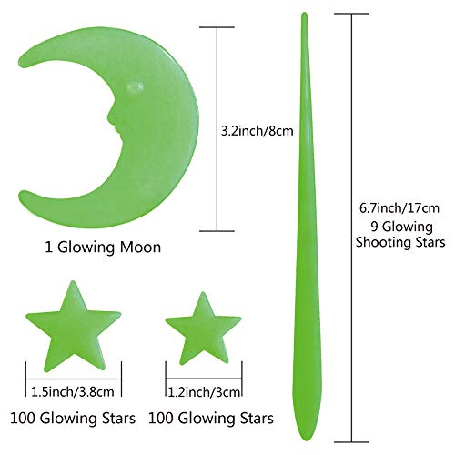 5 Shooting+Stars+Bright+Stickers+Ceiling+Decals+Bedroom