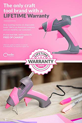 Chandler Tool Mini Glue Gun - 25 Watt Mini Size High Temp Hot Melt Mini Glue Gun Kit with 12 Pcs Mini Hot Glue Sticks, Patented Base Stand &, for Arts & Crafts, DIY & More (Pink) - Thumbnail 2
