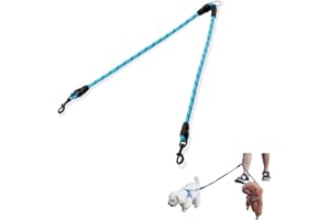 Mystercome Double Dog Leash 2 Way Coupler Anti Chew Dog Leash Extension Splitter Lead for 2 Small Dogs Walking (60cm)