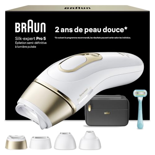Braun Epilateur Lumiere Pulsee Silk·expert Pro 5 PL5431, Blanc et Or