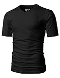 H2H Mens Cozy & Wearable V-Neck Basic Cotton Blended T-Shirts Black US XS/Asia S (CMTTS0197)