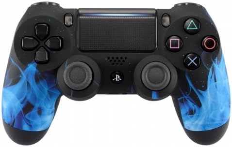 Custom Wireless Controller for Playstation 4 - Soft Touch Design - Added Grip for Long Gaming Sessions - Multiple PS4 Colors Available (Blue Flame)