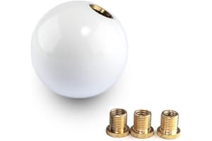 Top10 Racing White Round Ball Gear Shift Knob Universal Shifter Knobs with 3 Adapters Stick Shifter