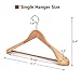 JS HANGER Wooden Suit Hangers, 6 Pack Extra-Wide Shoulder wood Coat Hangers with Non Slip Pant Bar, Extra Smooth and Splinter Free Natural Finish