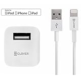 Clover Surge Rapid Fast Apple Certified iPhone Lightning Charger - Wall Plug - For iPhone 7 Plus 7 6S Plus 6 Plus 6 6S 5S 5 5C SE - Fold Away Pins - Rapid Power - Put In Bag & Take On Travel - White